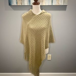 Earthbound Trading | Brown Fringe Knit Hooded Poncho